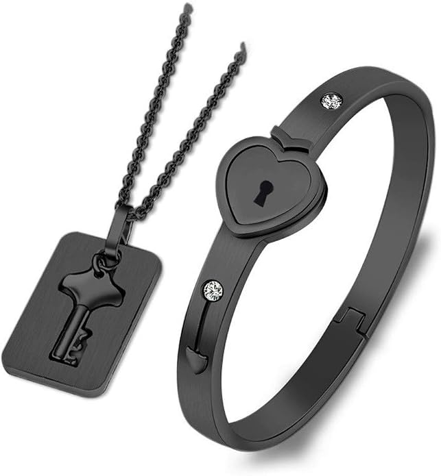 black heart lock bracelet