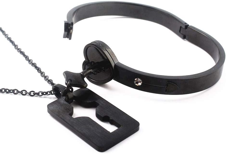 black heart lock bracelet