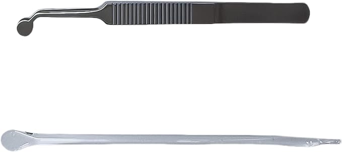 Pointed and Flat Glass Eye Stick & Round Tip Horizontal Line Handle Tweezer