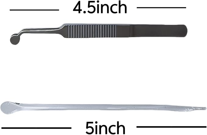 Pointed and Flat Glass Eye Stick & Round Tip Horizontal Line Handle Tweezer