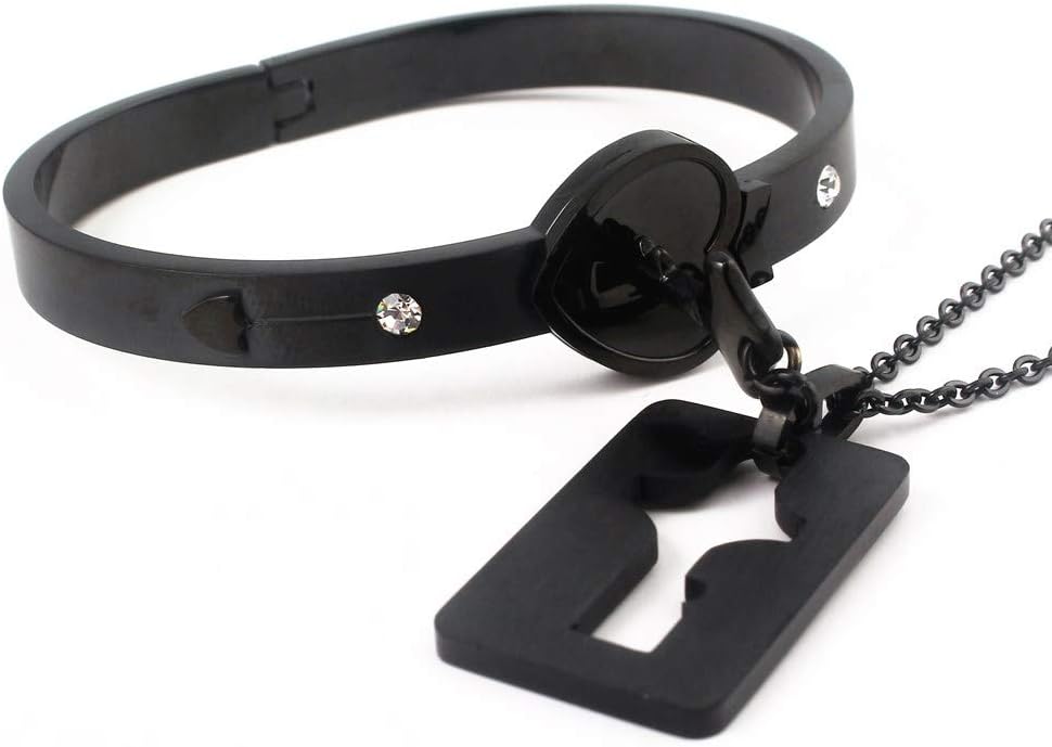 black heart lock bracelet