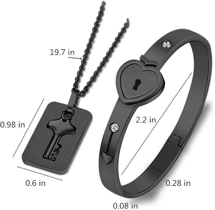 black heart lock bracelet