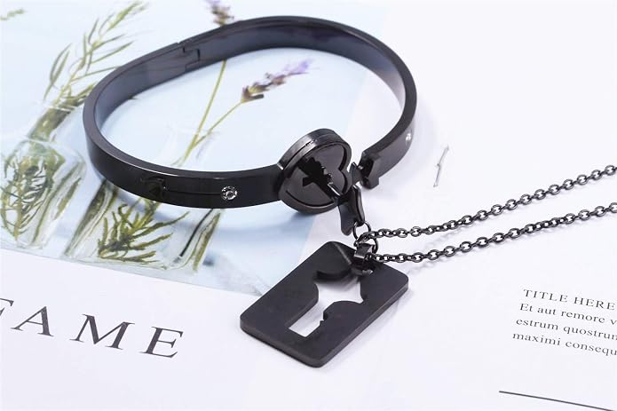 black heart lock bracelet