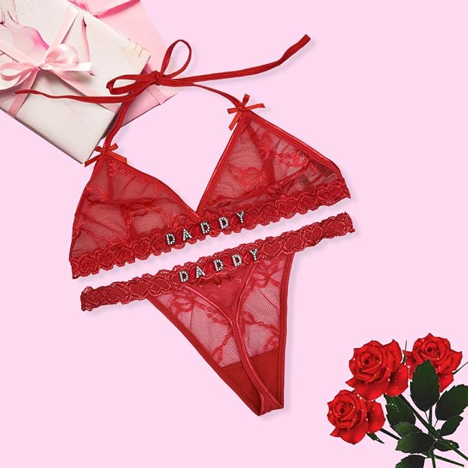 Red Bra Set Dad Xxl