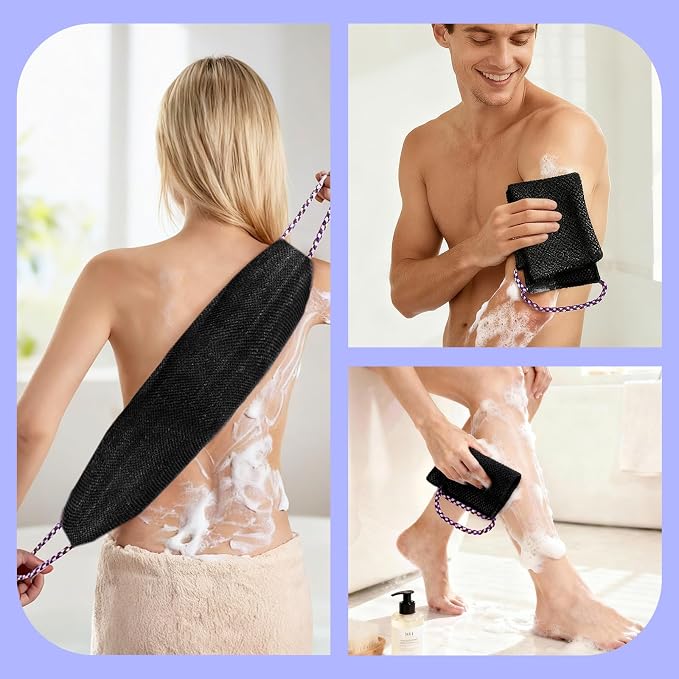 Shower Brush+net Sponge Set (Black+pink)
