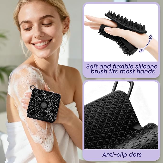 Shower Brush+net Sponge Set (Black+pink)