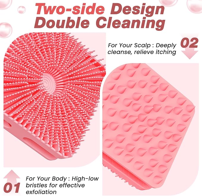 Shower Brush+net Sponge Set (Black+pink)
