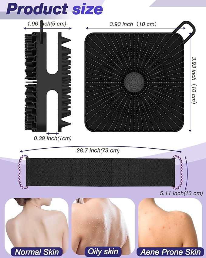 Shower Brush+net Sponge Set (Black+pink)