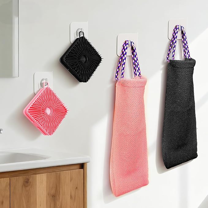 Shower Brush+net Sponge Set (Black+pink)